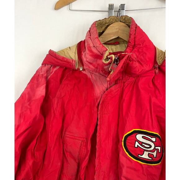 VTG NFL Embroidered Hooded Jacket Parka LARGE San Francisco 49ers Rare Superbowl - Picture 10 of 16